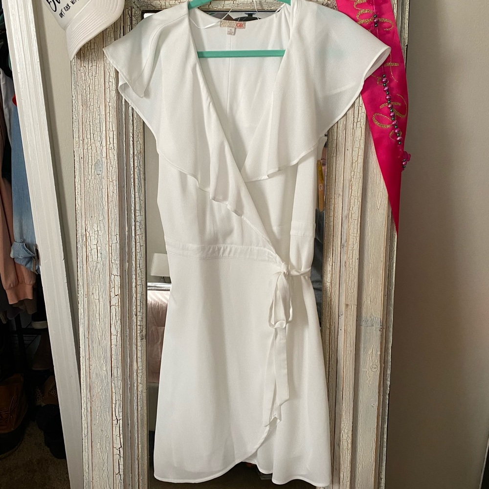 White wrap dress